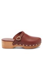 Matchesfashion.com Ancient Greek Sandals - Wing-buckle Leather Clog Mules - Womens - Dark Brown