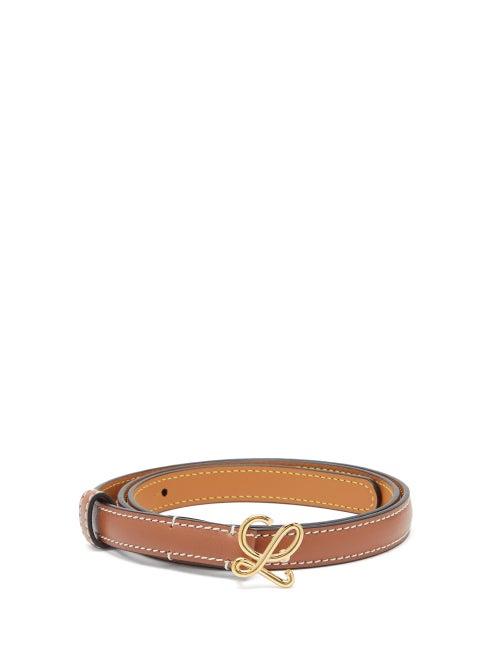 Matchesfashion.com Loewe - Monogram-buckle Leather Belt - Womens - Tan