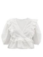 Matchesfashion.com Rhode - Elodie Ruffled Cotton-blend Top - Womens - White