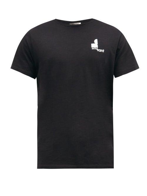Matchesfashion.com Isabel Marant - Zafferh Logo-print Cotton-jersey T-shirt - Mens - Black