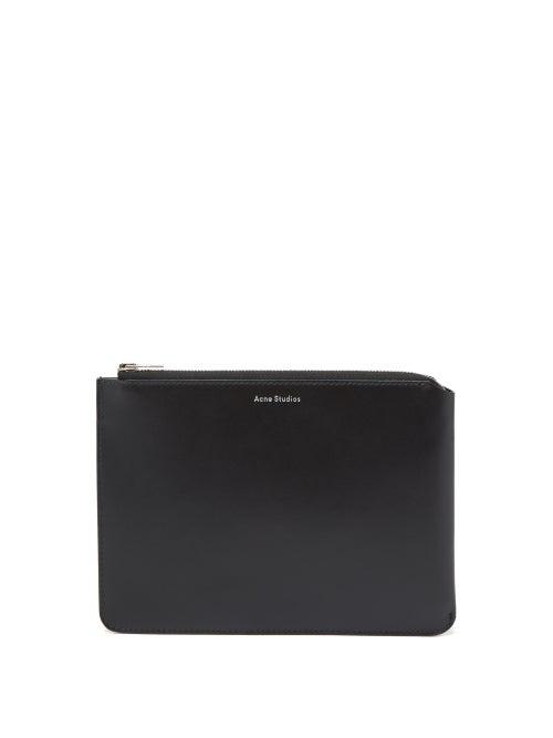 Matchesfashion.com Acne Studios - Malachite Logo-print Leather Clutch - Womens - Black