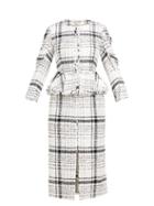 Matchesfashion.com Brock Collection - Ostris Peplum Waist Cotton Blend Tweed Dress - Womens - Black White