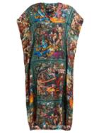 Matchesfashion.com Edward Crutchley - Tapestry Print Silk Dress - Womens - Brown Multi
