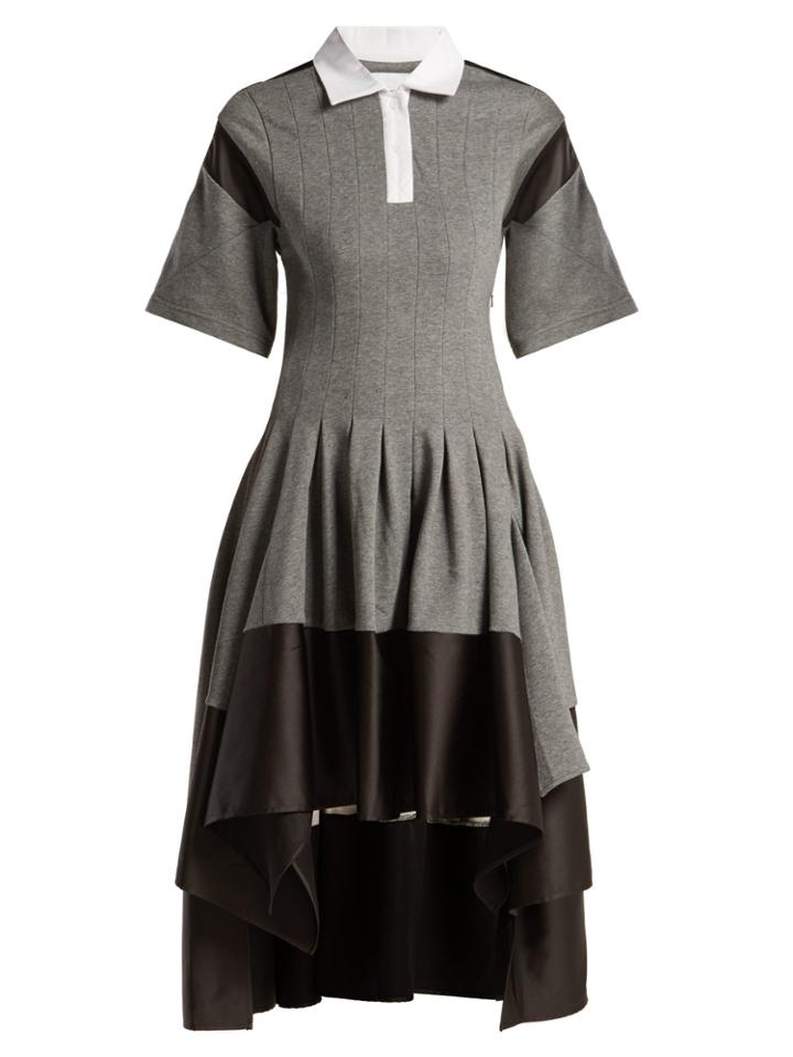 Koché Short-sleeved Pleated Asymmetric-hem Dress