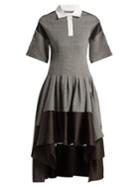 Koché Short-sleeved Pleated Asymmetric-hem Dress