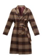 Gucci - Logo-patch Check Wool-twill Coat - Mens - Brown Multi