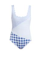 Matchesfashion.com Marysia - Wainscott Patchwork Swimsuit - Womens - Grey Print