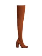 Toga Heel Knit Leather-trimmed Over-the-knee Boots
