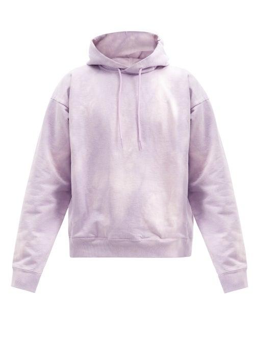 Matchesfashion.com Martine Rose - Logo-print Tie-dye Cotton Hooded Sweatshirt - Mens - Purple