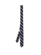 Matchesfashion.com Thom Browne - Striped Silk And Cotton Blend Tie - Mens - Navy