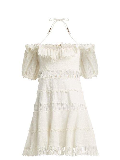 Matchesfashion.com Zimmermann - Melody Off The Shoulder Dress - Womens - Ivory