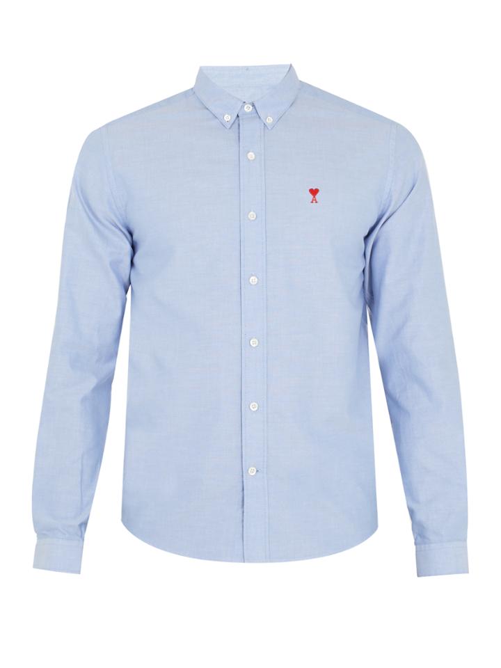 Ami Logo-embroidered Cotton Shirt