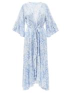 Ladies Beachwear Melissa Odabash - Melissa Azzuro-print Twill Dress - Womens - Blue Multi