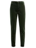 Matchesfashion.com Dolce & Gabbana - High Rise Velvet Jeans - Womens - Dark Green
