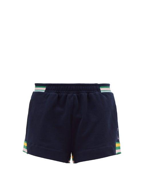 Matchesfashion.com The Upside - Ivy Stripe Trim Jersey Shorts - Womens - Navy