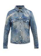 Matchesfashion.com John Elliott - Thumper Paint-splattered Denim Jacket - Mens - Light Blue