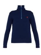 Matchesfashion.com Ami - Trucker Pass Zip Up Wool Sweater - Mens - Navy