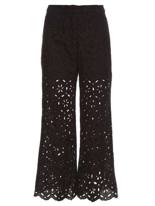 Zimmermann Pavilion Broderie-anglaise Cropped Trousers