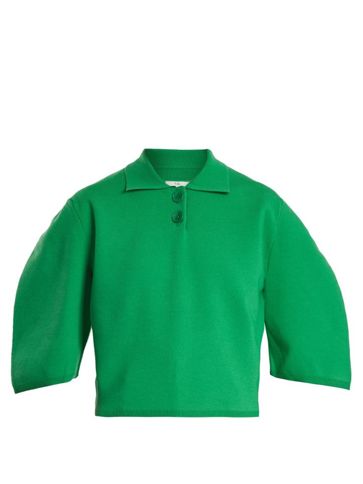 Tibi Sculpted Wool Cropped Polo-top