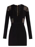 Balmain Sheer-panelled Double-crepe Mini Dress
