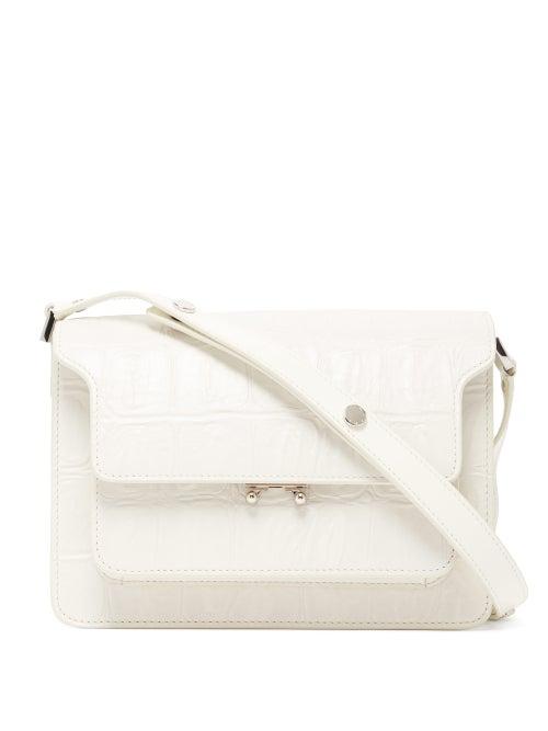Matchesfashion.com Marni - Trunk Medium Croc Effect Leather Shoulder Bag - Womens - Black White