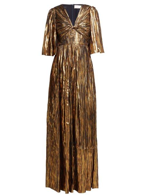 Matchesfashion.com Peter Pilotto - Striped Silk Blend Chiffon Gown - Womens - Gold Multi