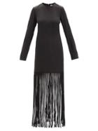 Raey - Rouleau-fringed Silk-satin Mini Dress - Womens - Black