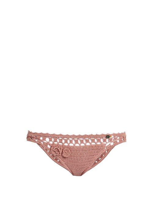 Matchesfashion.com She Made Me - Jannah Cheeky Crochet Bikini Briefs - Womens - Light Pink