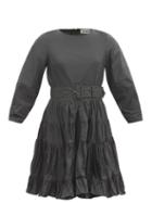 Molly Goddard - Venice Belted Taffeta Dress - Womens - Black