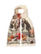 Matchesfashion.com Alexander Mcqueen - Skull And Sea Shell Print Scarf - Womens - Ivory
