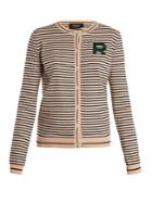Rochas Logo-patch Striped Cotton Cardigan