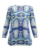 Matchesfashion.com Le Sirenuse, Positano - Kate Fishtail Print Cotton Top - Womens - Blue Multi