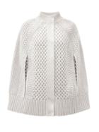 Matchesfashion.com Alexander Mcqueen - High-neck Honeycomb-knit Wool-blend Cape - Womens - Grey