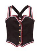 Matchesfashion.com Gucci - Web Striped Wool Blend Waistcoat Top - Womens - Black Multi