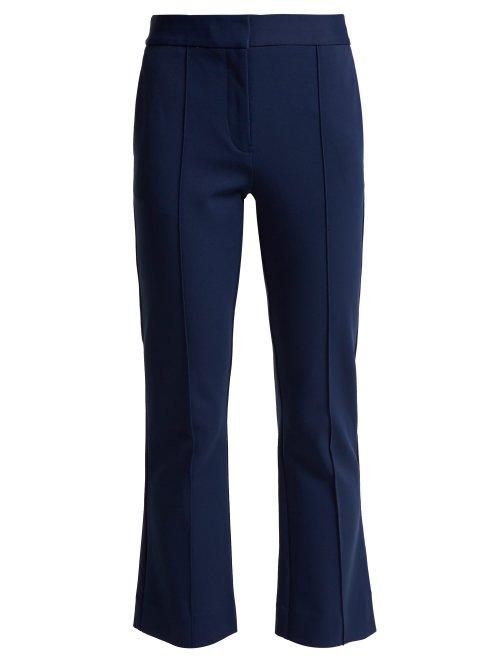 Matchesfashion.com Diane Von Furstenberg - Mid Rise Flared Cropped Trousers - Womens - Navy