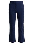 Matchesfashion.com Diane Von Furstenberg - Mid Rise Flared Cropped Trousers - Womens - Navy