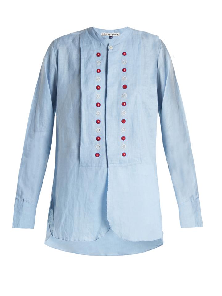 Jupe By Jackie Battle Embroidered Linen Shirt