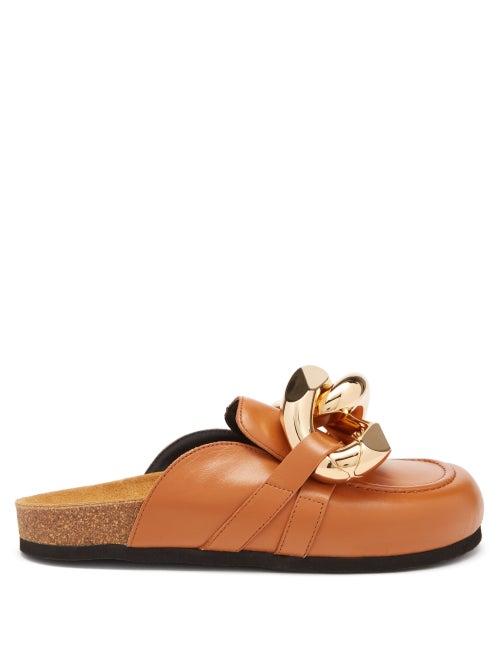 Jw Anderson - Chain-embellished Leather Mules - Womens - Tan