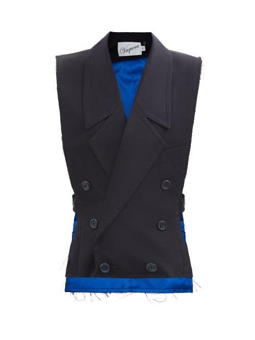 Vaquera - Raw-edge Satin-lined Twill Waistcoat - Womens - Navy