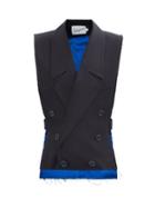 Vaquera - Raw-edge Satin-lined Twill Waistcoat - Womens - Navy