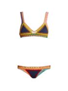 Matchesfashion.com Kiini - Tasmin Crochet Trimmed Triangle Bikini - Womens - Navy Multi