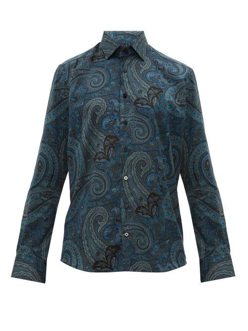 Matchesfashion.com Etro - Paisley Print Cotton Shirt - Mens - Blue Multi
