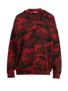 Matchesfashion.com Valentino - Camouflage Print Cotton Blend Hooded Sweatshirt - Mens - Red