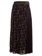 Matchesfashion.com Junya Watanabe - Layered Floral Print Crepe And Satin Skirt - Womens - Black Multi