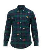 Matchesfashion.com Polo Ralph Lauren - Slim Fit Varsity Logo Checked Cotton Oxford Shirt - Mens - Multi