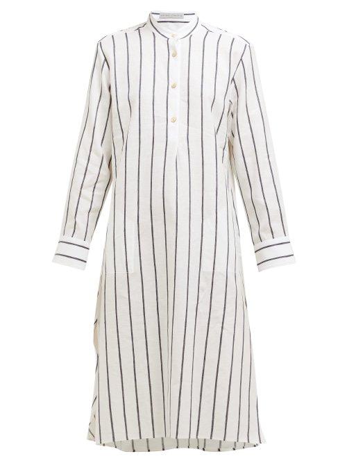 Matchesfashion.com Palmer//harding - Alexandria Striped Cotton Blend Kaftan - Womens - Navy Stripe