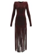 Alexandre Vauthier - Fringed Crystal-embellished Jersey Dress - Womens - Red