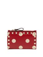 Valentino Rockstud Polka-dot Print Cardholder