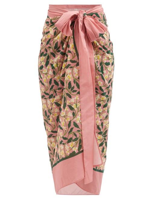 Agua By Agua Bendita - Lavanda Floral-print Cotton-blend Sarong - Womens - Pink Print