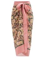 Agua By Agua Bendita - Lavanda Floral-print Cotton-blend Sarong - Womens - Pink Print